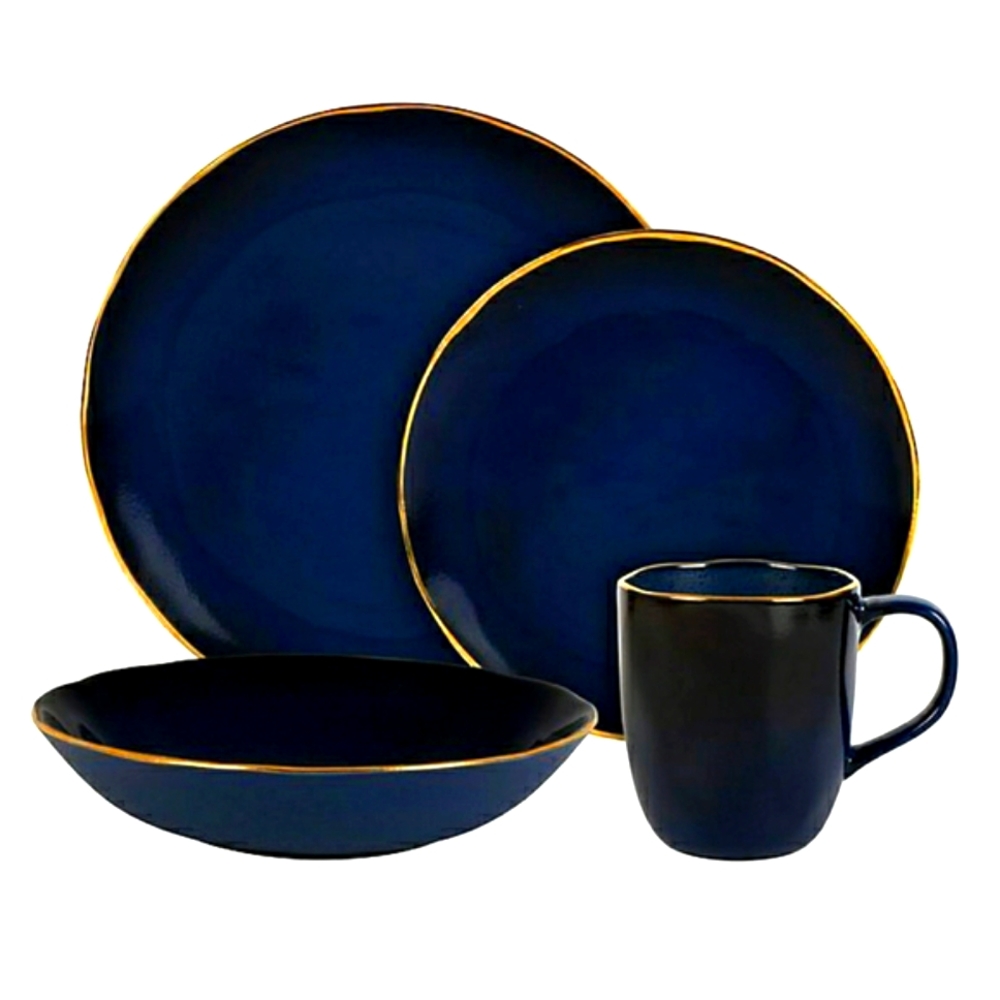 Olivia & Oliver Blue Harper Dinner Set (2 place settings, 8 pcs total)